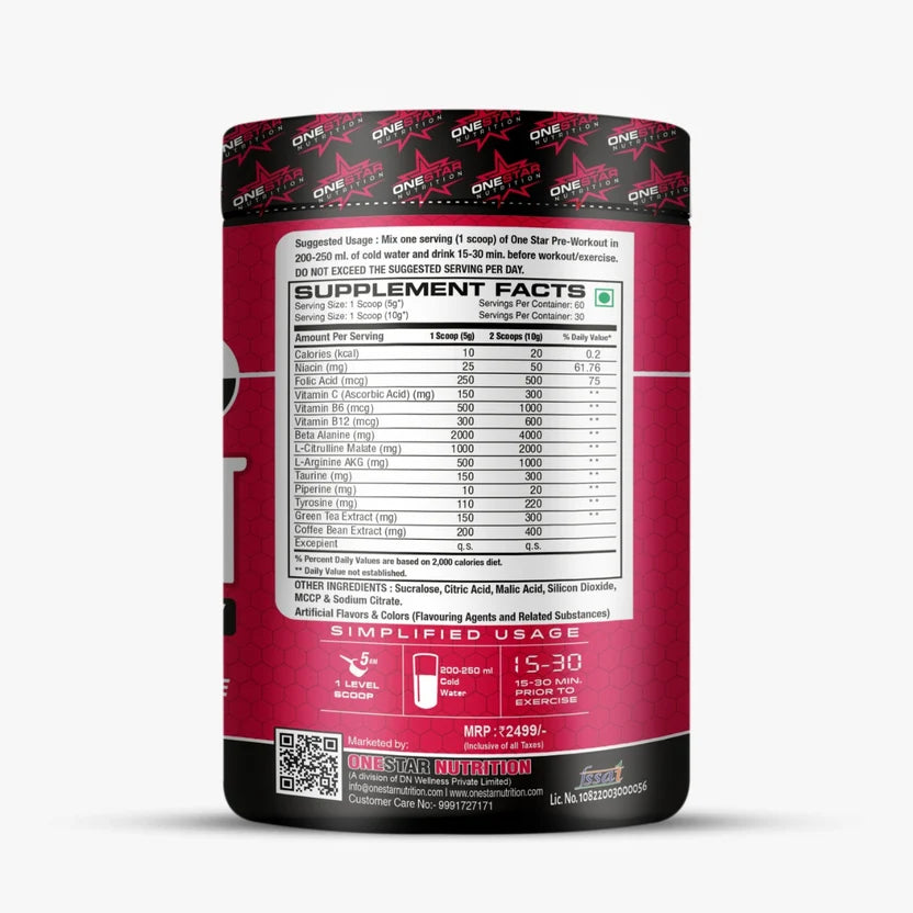 ONESTAR NUTRITION PRE WORKOUT 300G