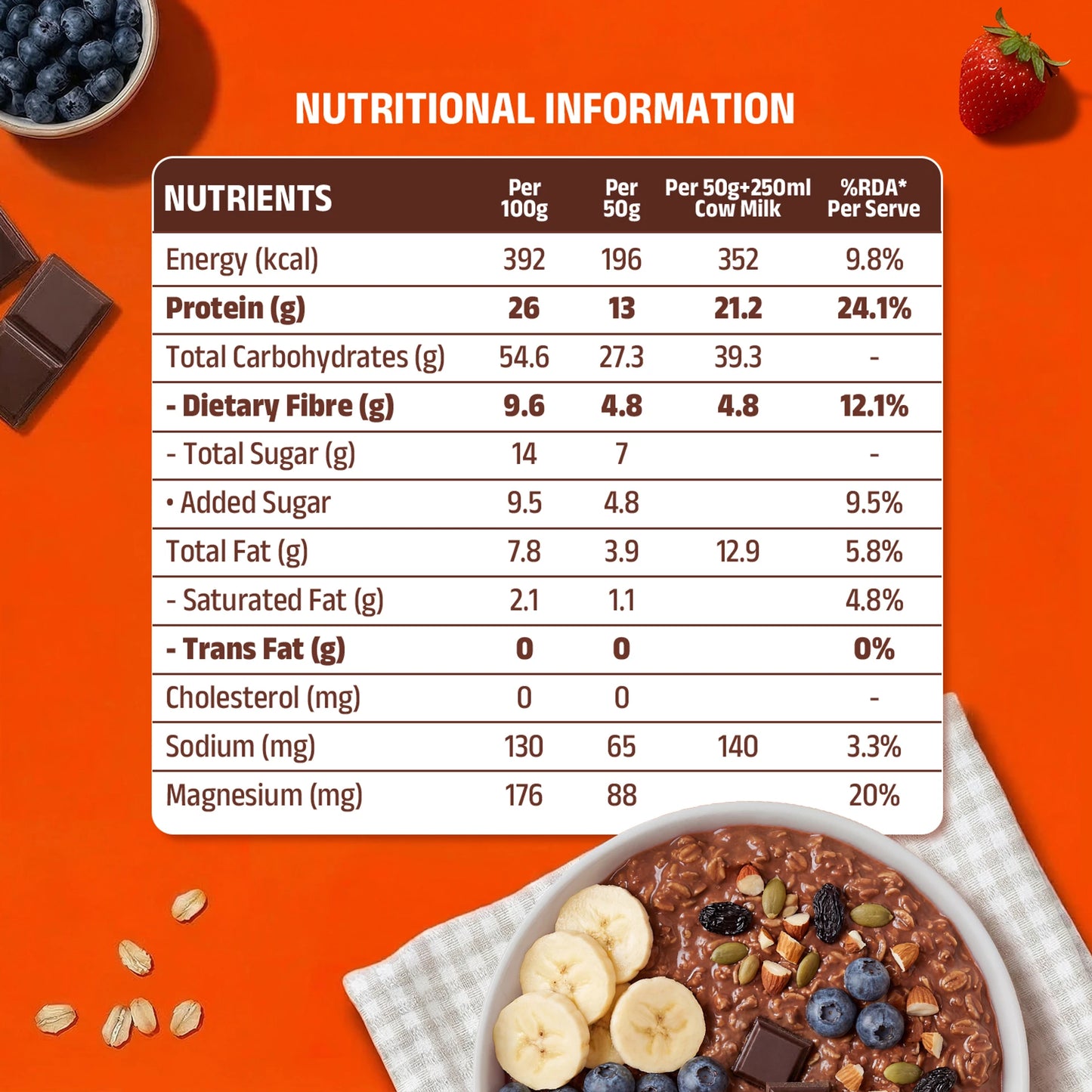 Pintola 26g High Protein Oats, Dark Chocolate