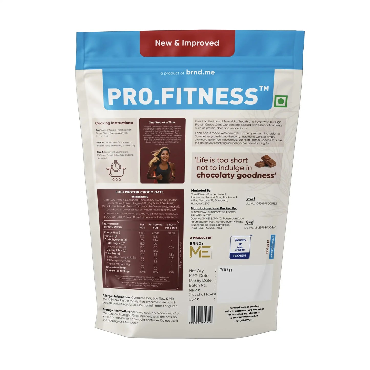 Pro.Fitness High Protein Chocolate Oats | Dark Chocolate | Healthy Oats With Nuts, Seeds & Added Whey