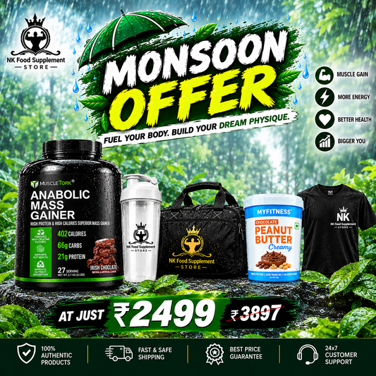 MuscleTork Anabolic Mass Gainer Free item(Gym Shaker + Gym Bag + T-Shirt + MYFITNESS Peanut Butter)