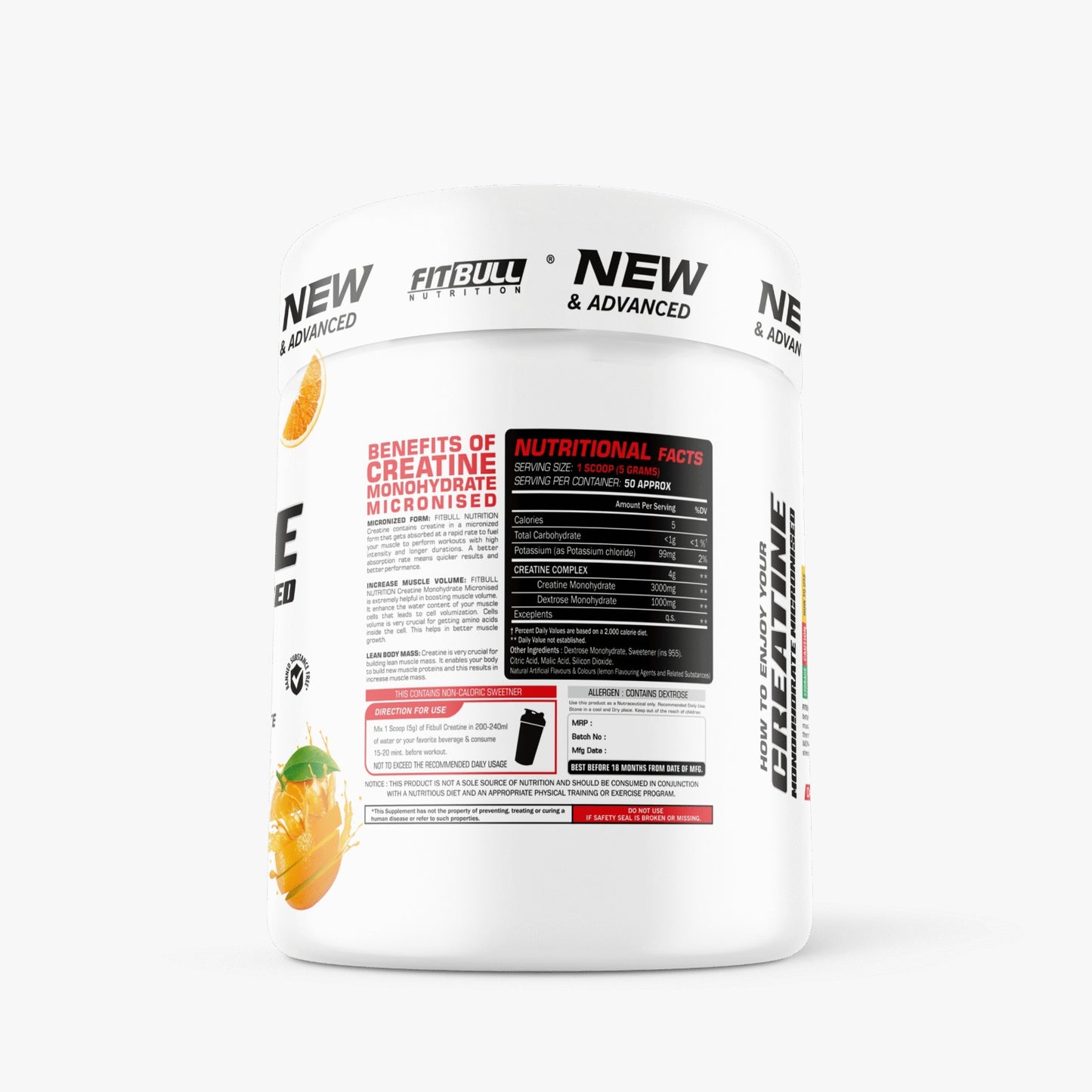 Fit Bull Creatine Micronized (Orange Flavour )
