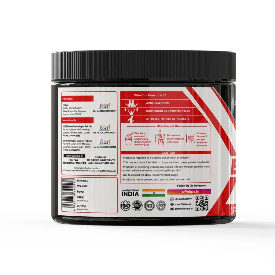 Fitsique Pre Workout Extreme Rush (300g)