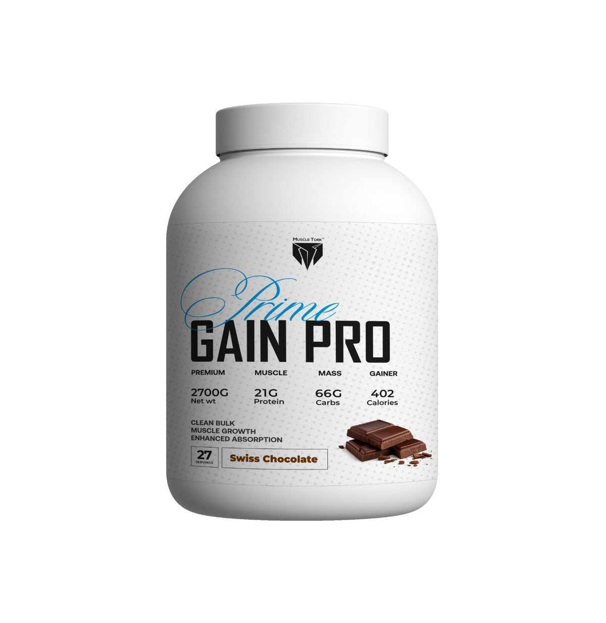 MuscleTork Prime Gain Pro Free item(Gym Shaker + Gym Bag + T-Shirt + MYFITNESS Peanut Butter)