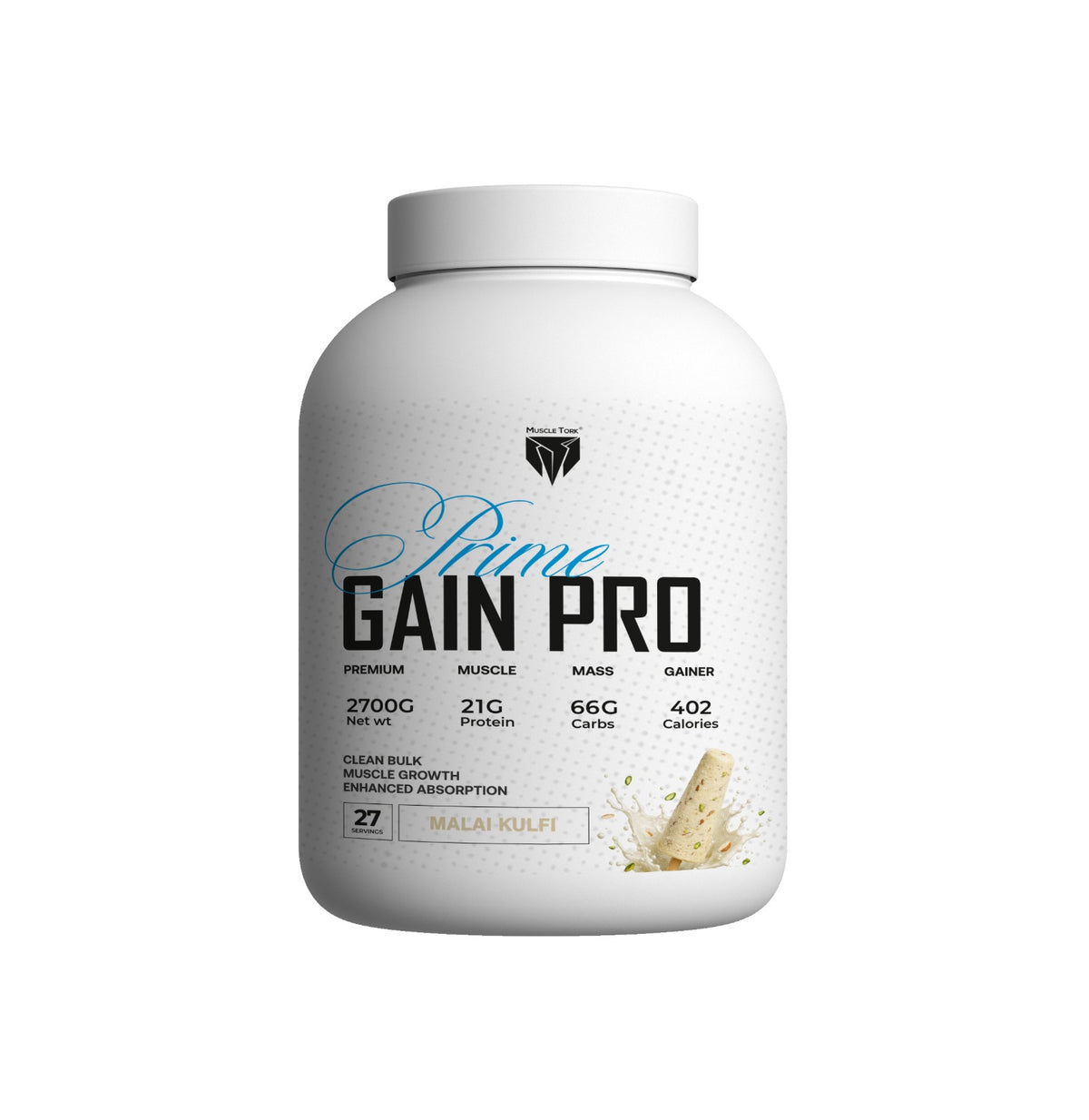 MuscleTork Prime Gain Pro Free item(Gym Shaker + Gym Bag + T-Shirt + MYFITNESS Peanut Butter)