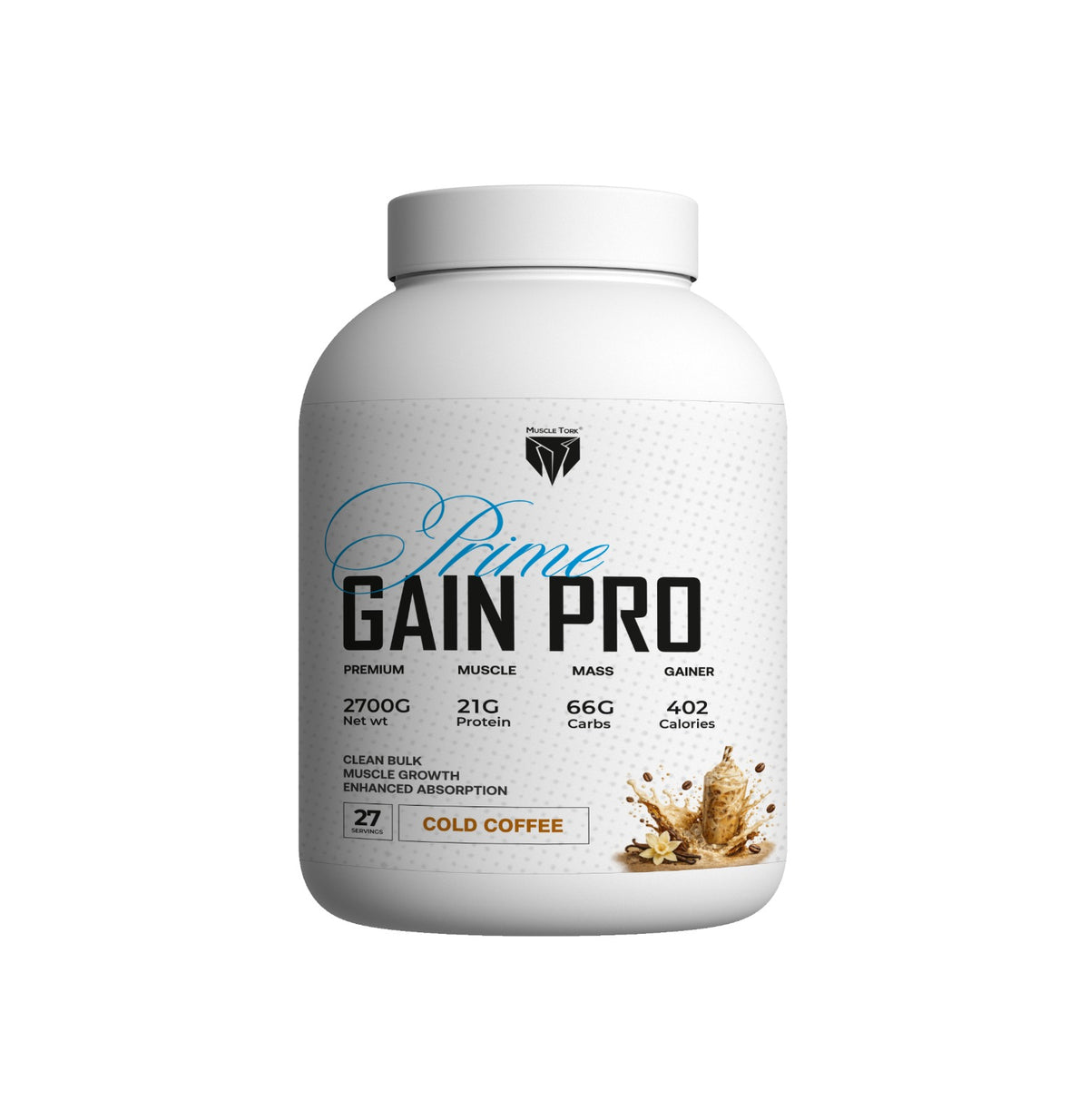 MuscleTork Prime Gain Pro Free item(Gym Shaker + Gym Bag + T-Shirt + MYFITNESS Peanut Butter)